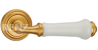 Дверная ручка RENZ мод. Сиракузы (мат. латунь с белой керамикой) DH 617-16 SG/WH